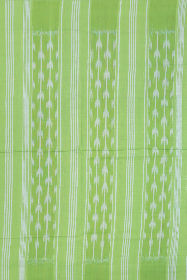 Pochampally Cotton Saree In White With Ikat Buttas