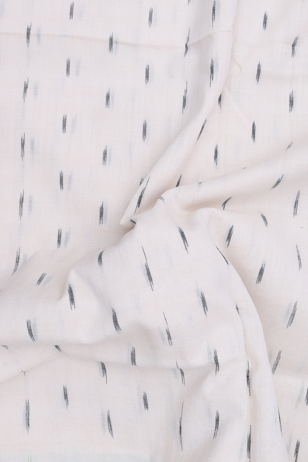 Pochampally Cotton Saree In White With Ikat Buttas