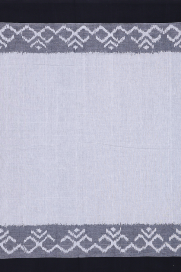 Pochampally Cotton Saree In White With Contrast Border