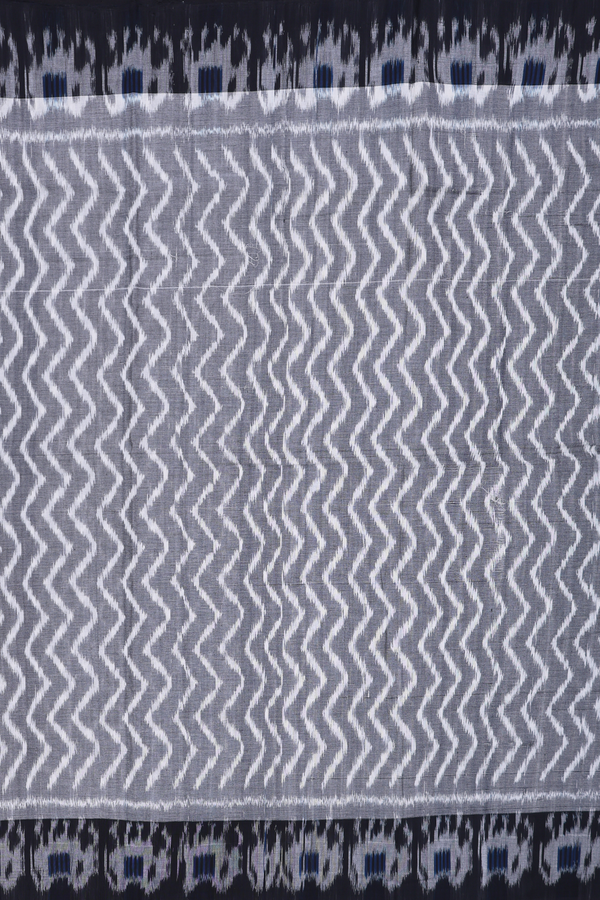 Pochampally Cotton Saree In Grey With Chevron Design
