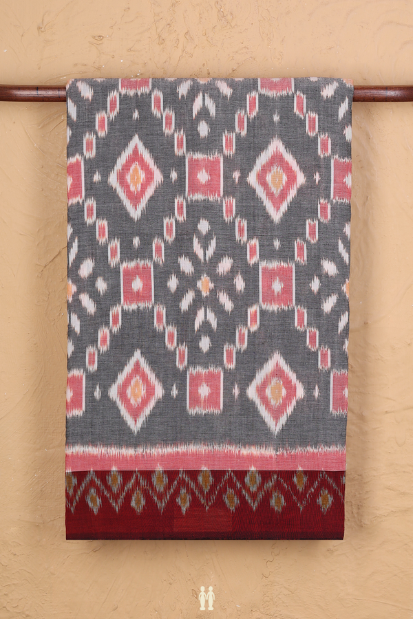 Pochampally Cotton Saree In Grey With Allover Design