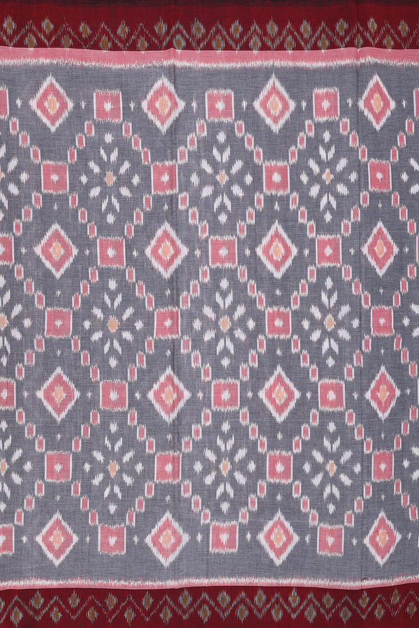 Pochampally Cotton Saree In Grey With Allover Design