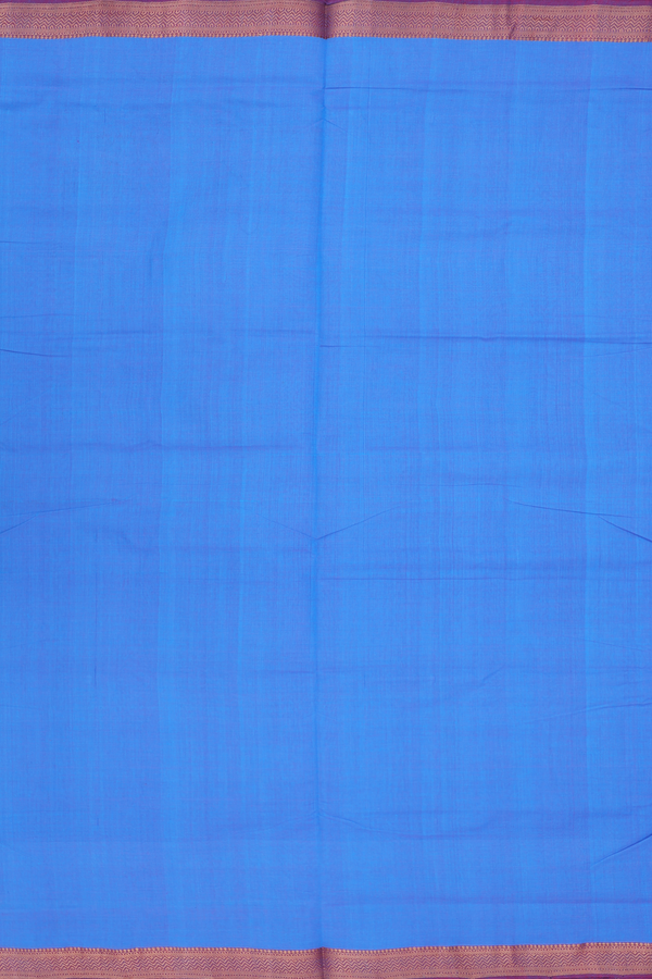 Mangalagiri Cotton Saree In Blue With Contrast Border