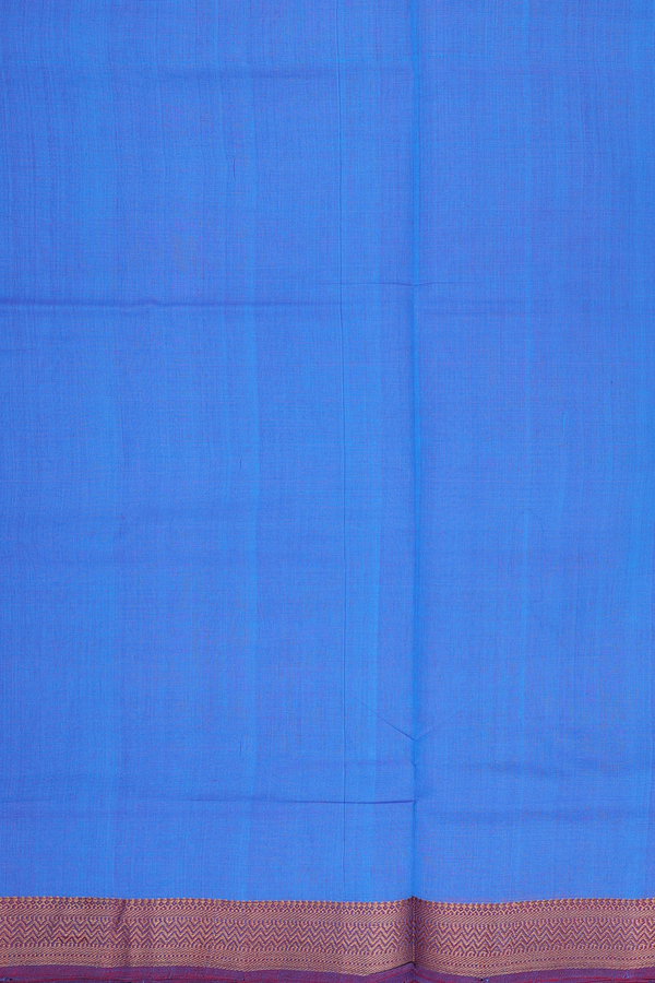 Mangalagiri Cotton Saree In Blue With Contrast Border
