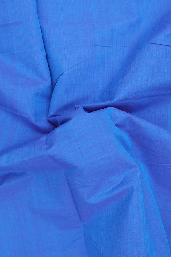 Mangalagiri Cotton Saree In Blue With Contrast Border