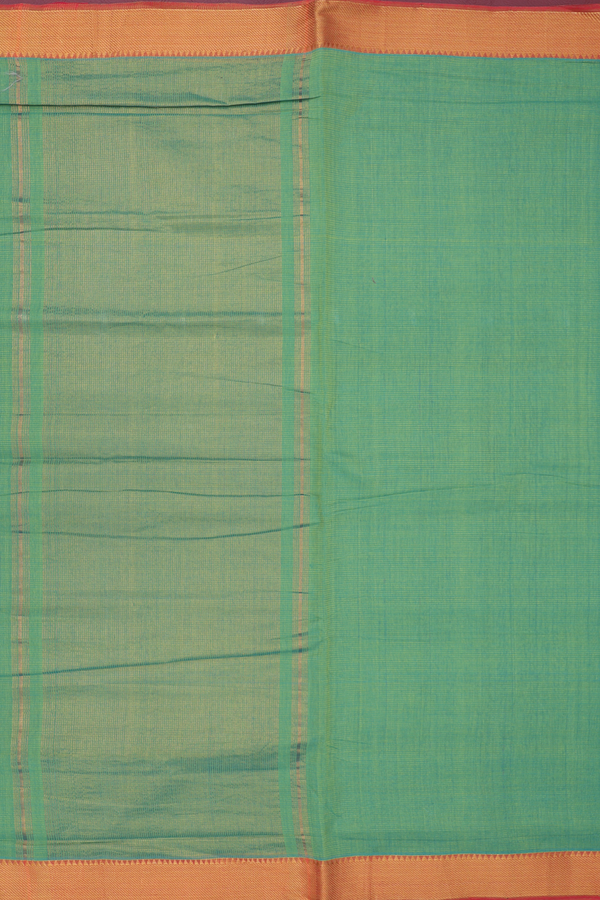 Mangalagiri Cotton Saree In Green With Stripes Design