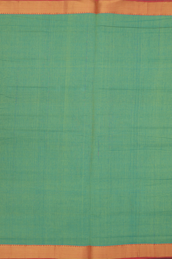 Mangalagiri Cotton Saree In Green With Stripes Design