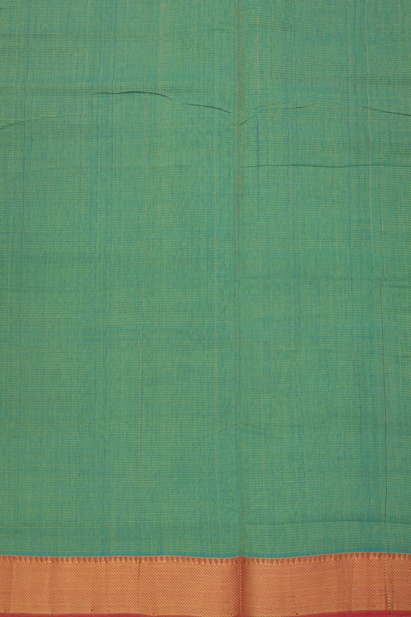 Mangalagiri Cotton Saree In Green With Stripes Design