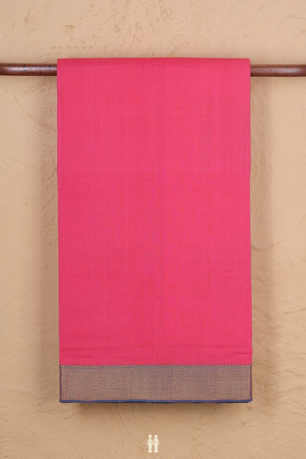 Mangalagiri Cotton Saree In Pink With Contrast Border
