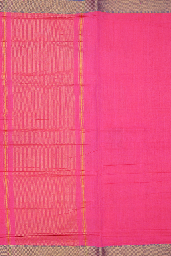 Mangalagiri Cotton Saree In Pink With Contrast Border