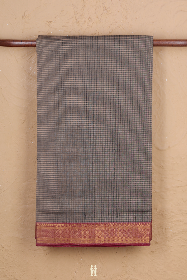 Mangalagiri Cotton Saree In Brown With Stripes Design