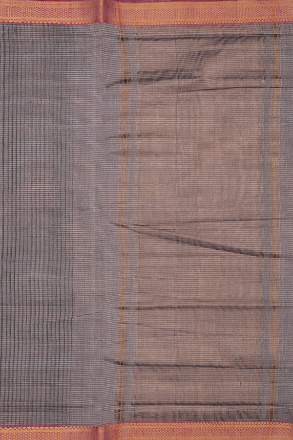 Mangalagiri Cotton Saree In Brown With Stripes Design