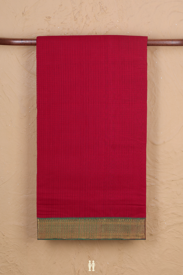 Mangalagiri Cotton Saree In Red With Contrast Border