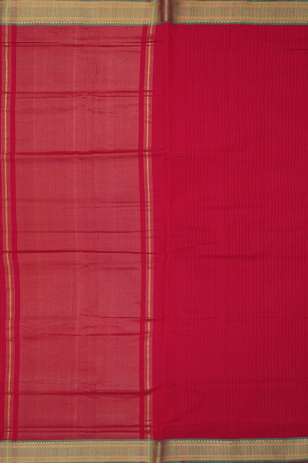 Mangalagiri Cotton Saree In Red With Contrast Border