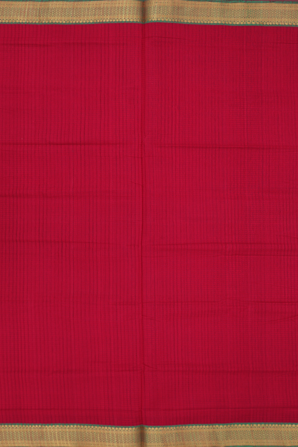 Mangalagiri Cotton Saree In Red With Contrast Border