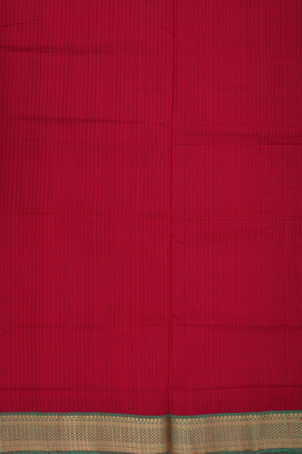 Mangalagiri Cotton Saree In Red With Contrast Border
