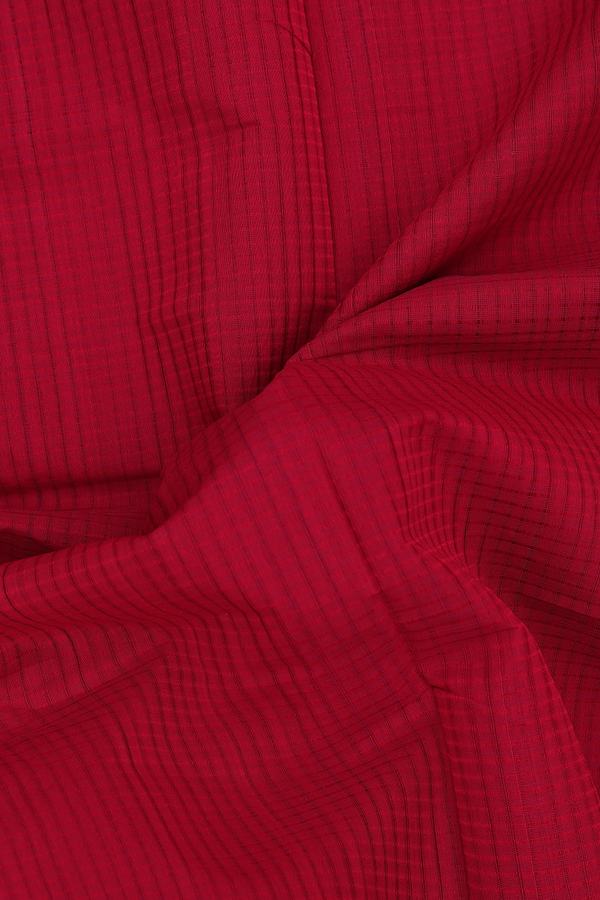 Mangalagiri Cotton Saree In Red With Contrast Border