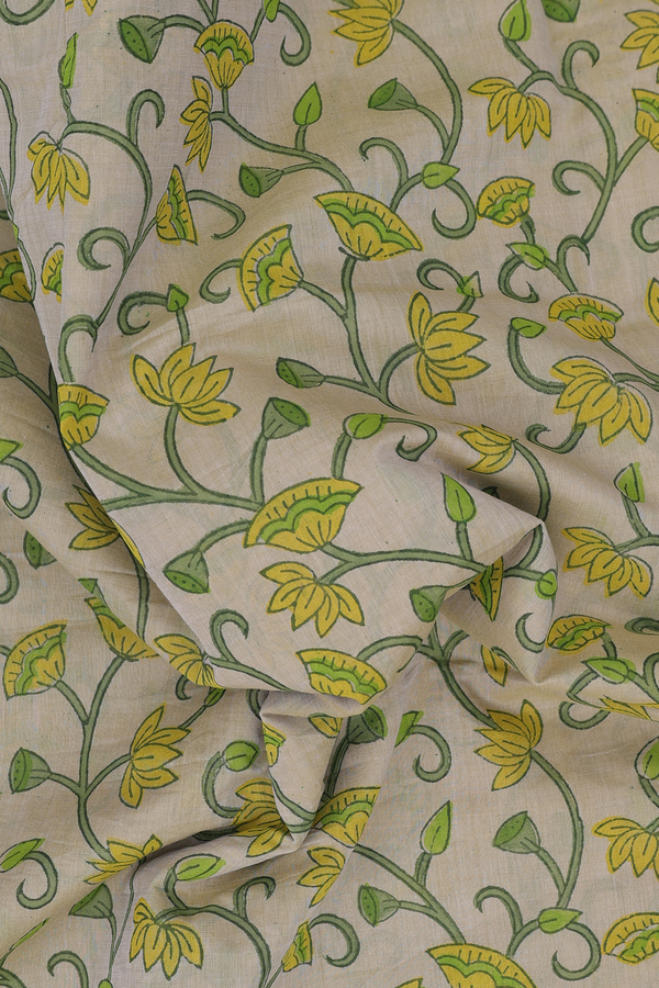 Mangalagiri Cotton Saree In Light Brown With Floral Design