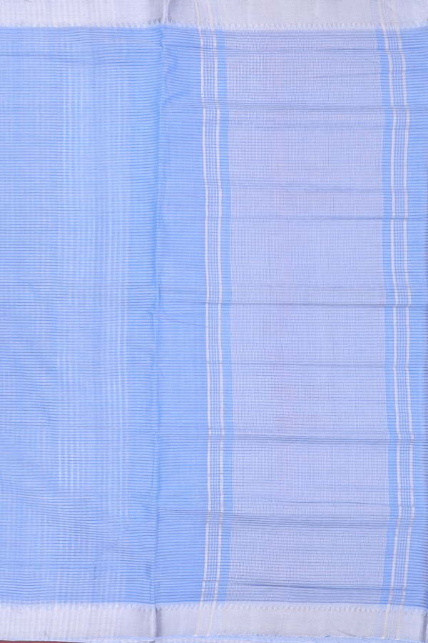 Mangalagiri Cotton Saree In Cornflower Blue With Checks Design