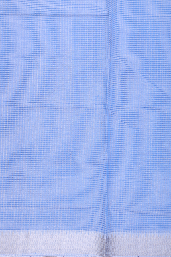 Mangalagiri Cotton Saree In Cornflower Blue With Checks Design