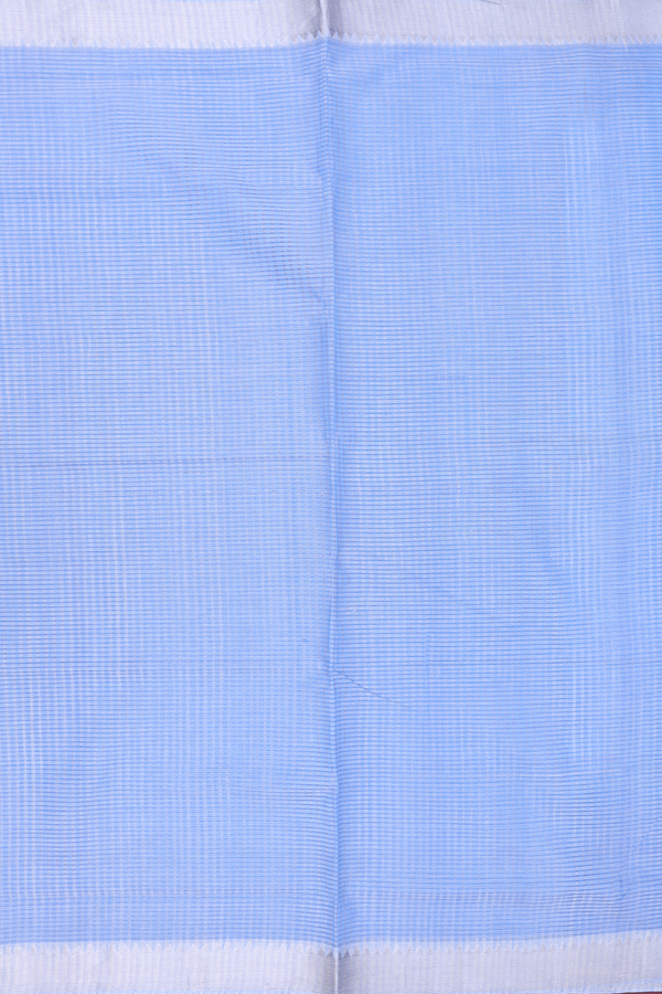 Mangalagiri Cotton Saree In Cornflower Blue With Checks Design