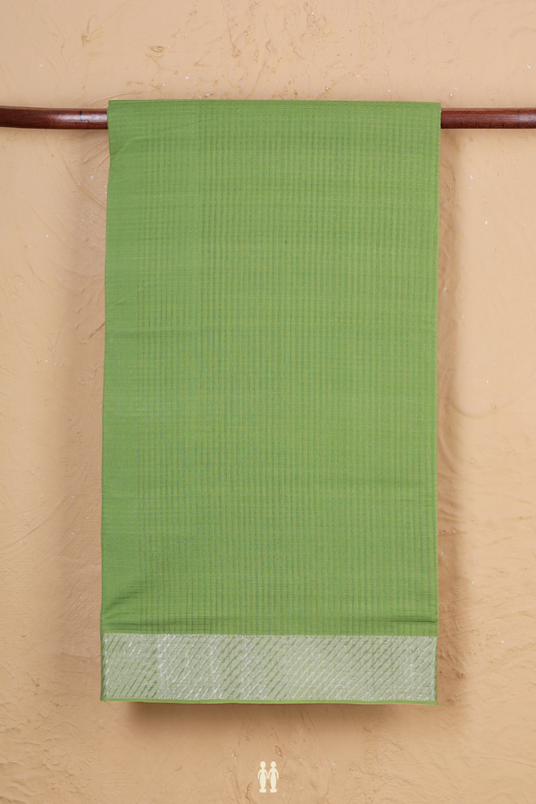 Mangalagiri Cotton Saree In Moss Green With Checks Design