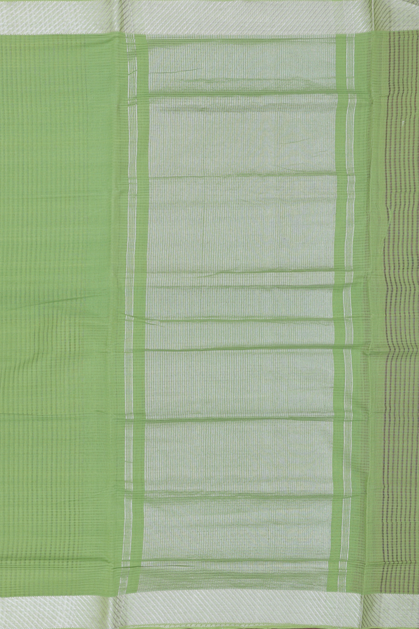 Mangalagiri Cotton Saree In Moss Green With Checks Design
