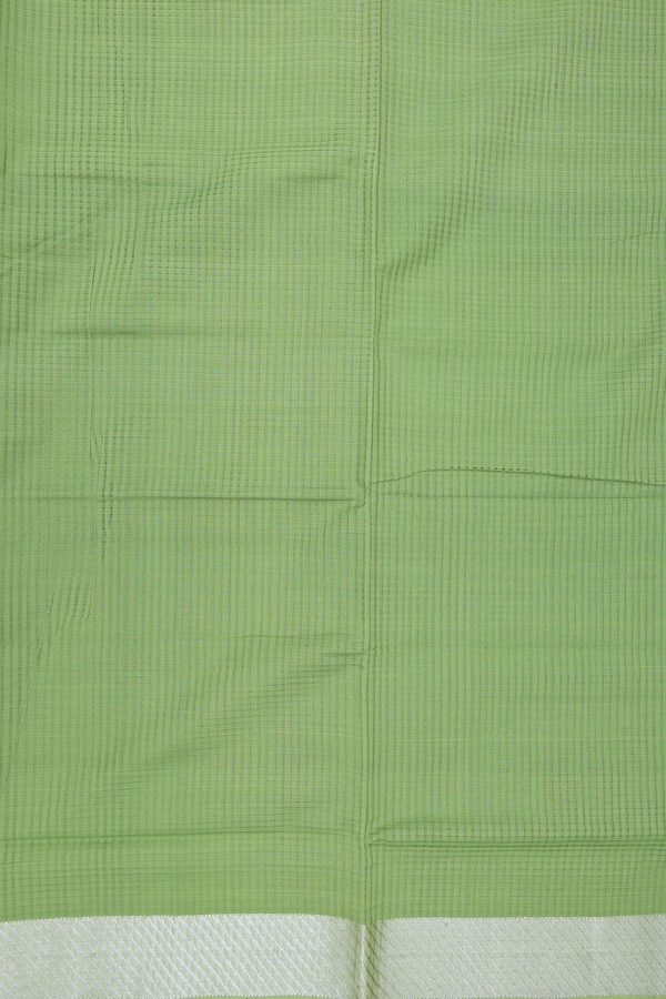 Mangalagiri Cotton Saree In Moss Green With Checks Design