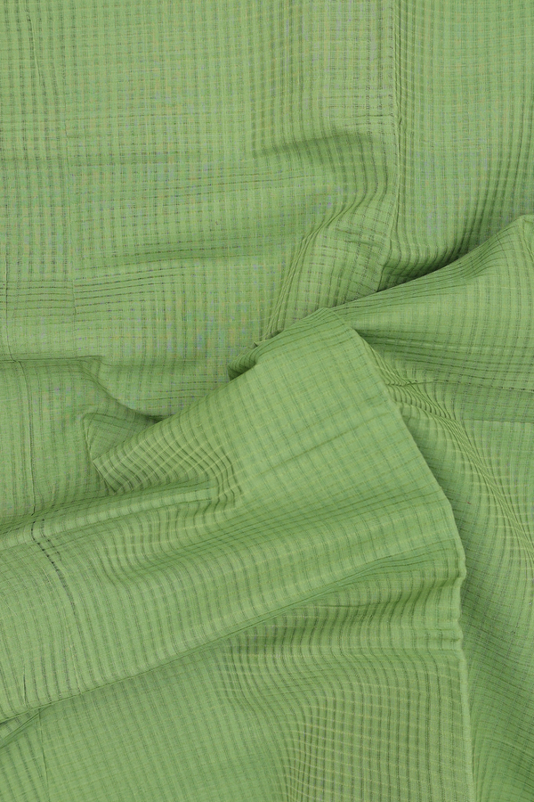 Mangalagiri Cotton Saree In Moss Green With Checks Design