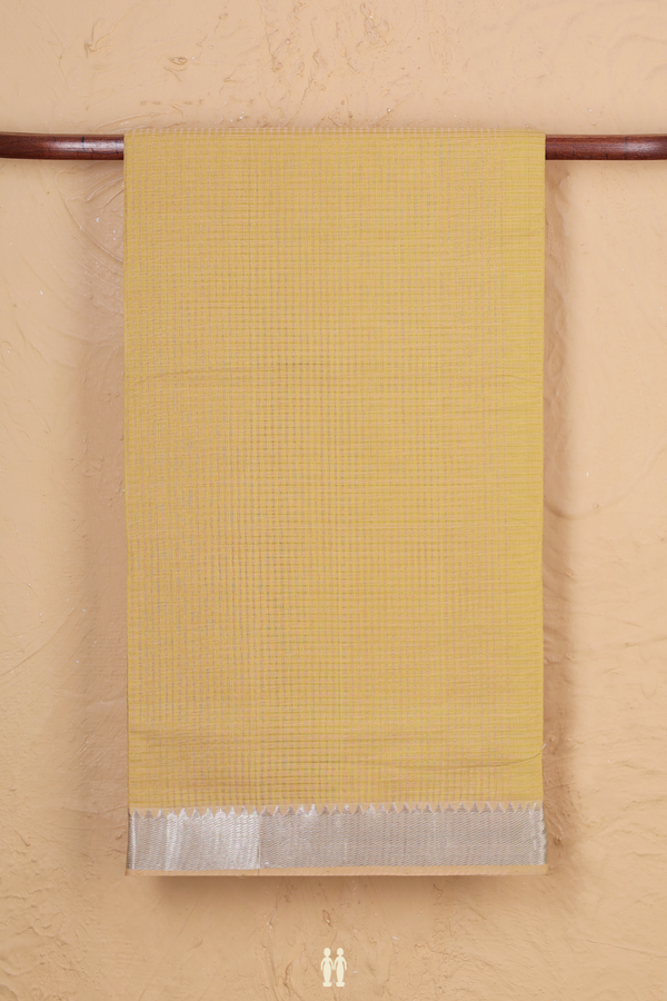 Mangalagiri Cotton Saree In Yellow With Checks Design