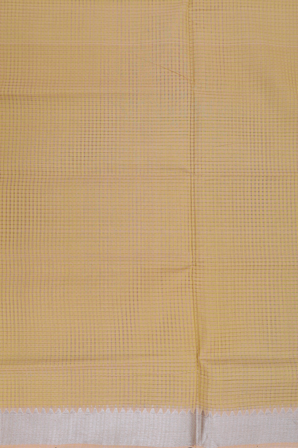 Mangalagiri Cotton Saree In Yellow With Checks Design