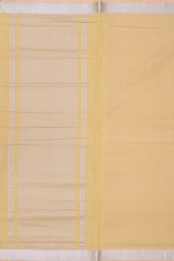 Mangalagiri Cotton Saree In Yellow With Checks Design