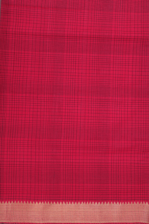 Mangalagiri Cotton Saree In Crimson Red With Checks Design