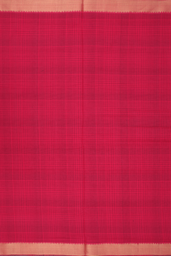 Mangalagiri Cotton Saree In Crimson Red With Checks Design