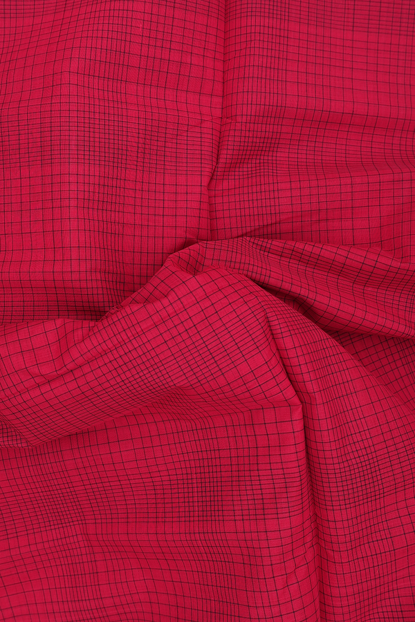 Mangalagiri Cotton Saree In Crimson Red With Checks Design