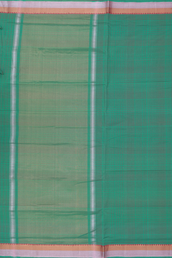 Mangalagiri Cotton Saree In Green With Checks Design