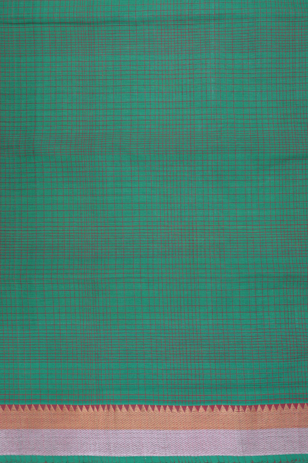 Mangalagiri Cotton Saree In Green With Checks Design