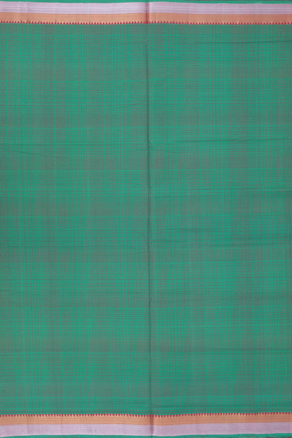 Mangalagiri Cotton Saree In Green With Checks Design