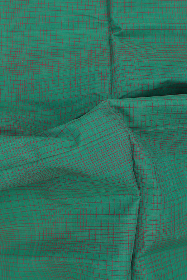 Mangalagiri Cotton Saree In Green With Checks Design