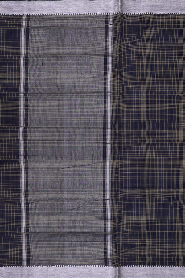 Mangalagiri Cotton Saree In Black With Checks Design