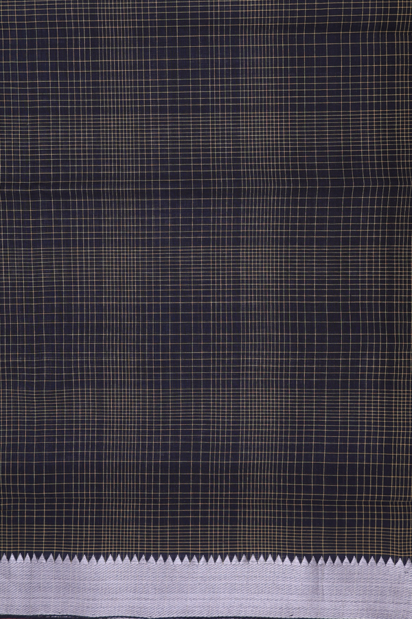 Mangalagiri Cotton Saree In Black With Checks Design