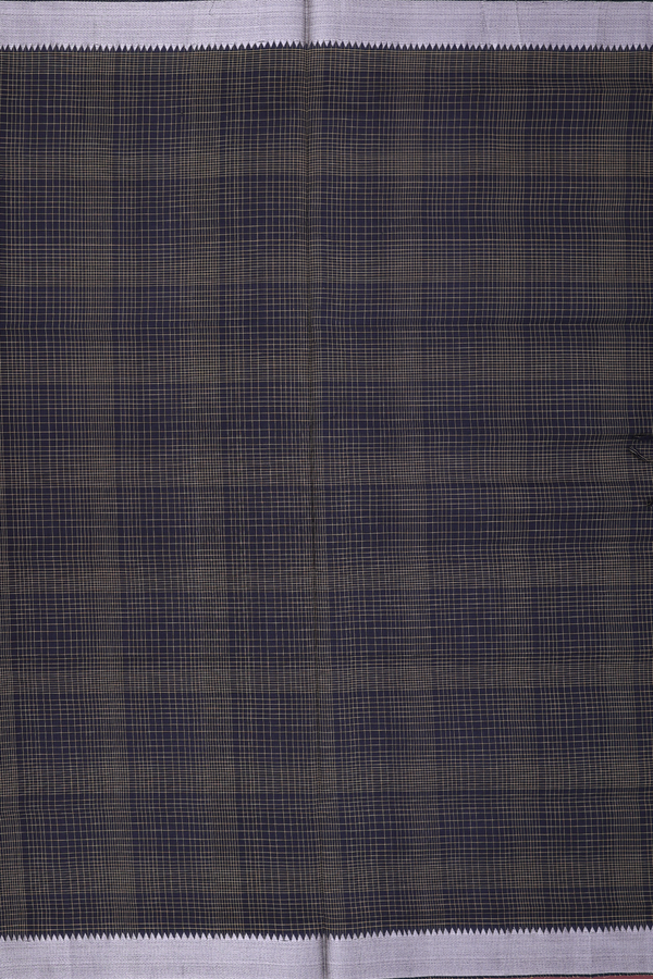 Mangalagiri Cotton Saree In Black With Checks Design