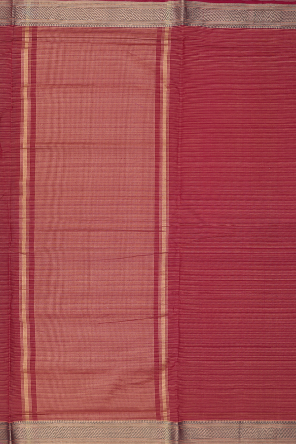Mangalagiri Cotton Saree In Rust Red With Stripes Design