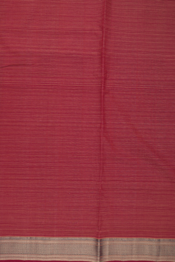 Mangalagiri Cotton Saree In Rust Red With Stripes Design