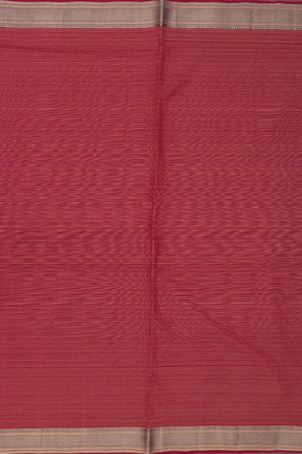 Mangalagiri Cotton Saree In Rust Red With Stripes Design