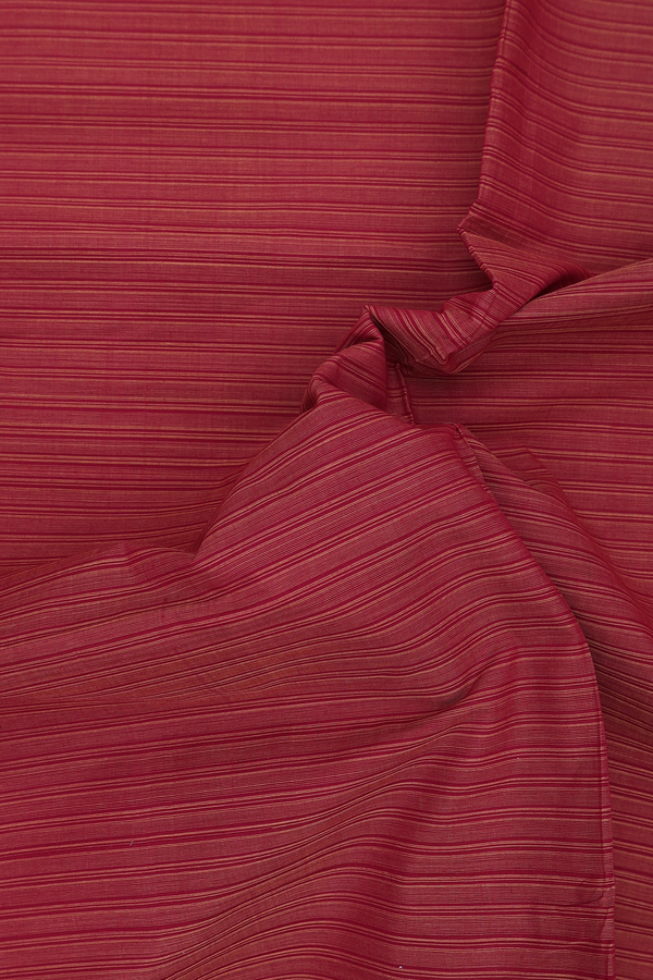 Mangalagiri Cotton Saree In Rust Red With Stripes Design