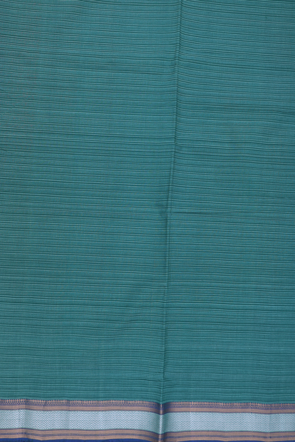 Mangalagiri Cotton Saree In Forest Green With Stripes Design