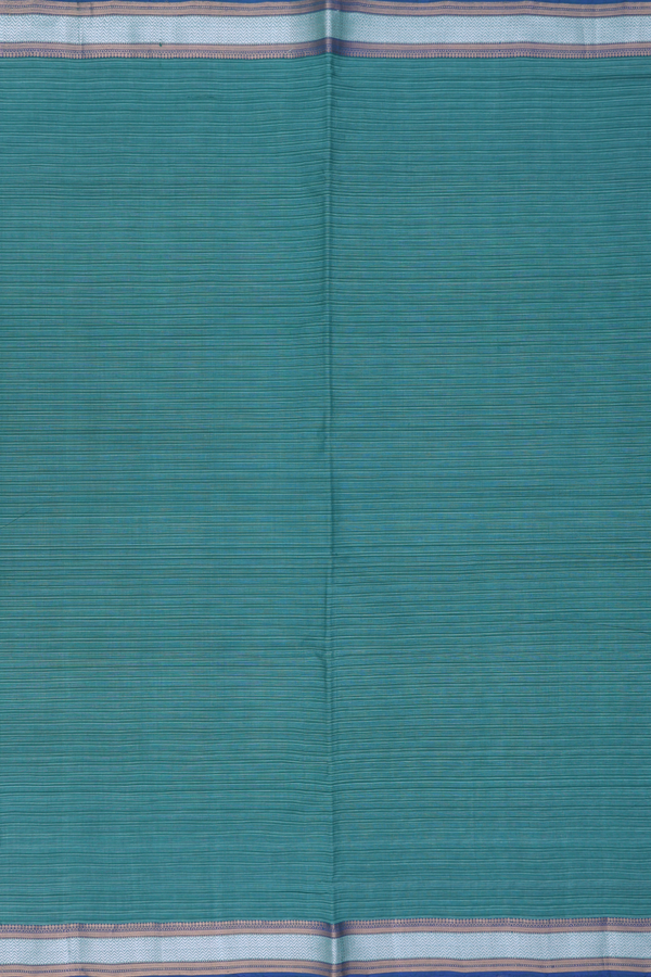 Mangalagiri Cotton Saree In Forest Green With Stripes Design
