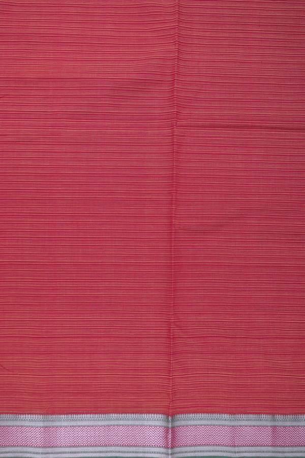 Mangalagiri Cotton Saree In Rust Red With Stripes Design
