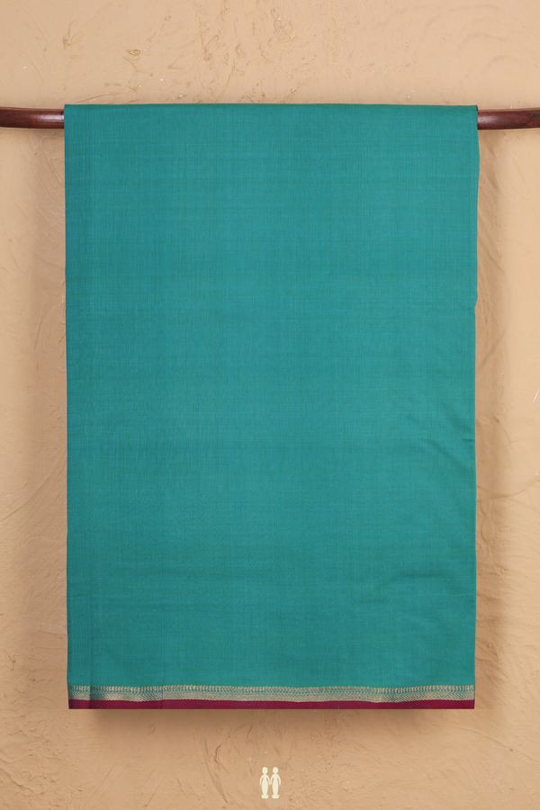 Mangalagiri Cotton Saree In Sea Green Zari Border